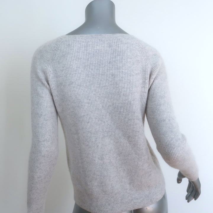 Velvet by Graham &amp; Spencer Cashmere Raglan Sweater Light Gray Size Extra Small