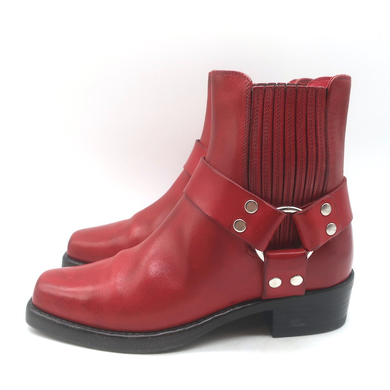 RE/DONE Cavalry Harness Boots Red Burnished Leather Size 38