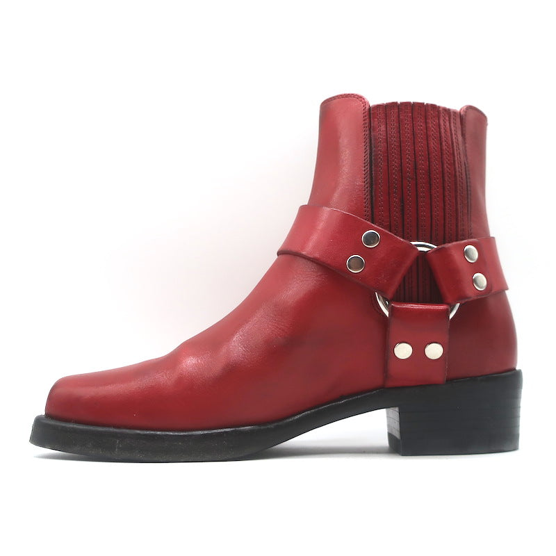 RE/DONE Cavalry Harness Boots Red Burnished Leather Size 38