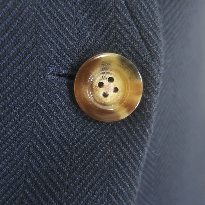 Veronica Beard Elbow Patch Dickey Blazer Navy Herringbone Size 4