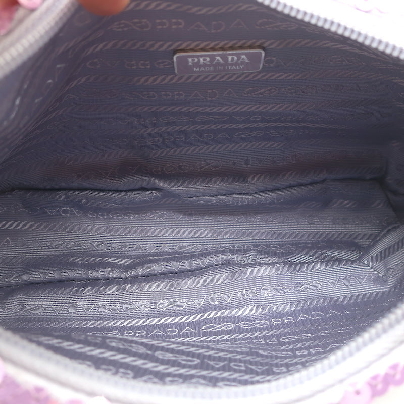 Prada Sequin Re-Edition 2000 Mini Shoulder Bag Lilac