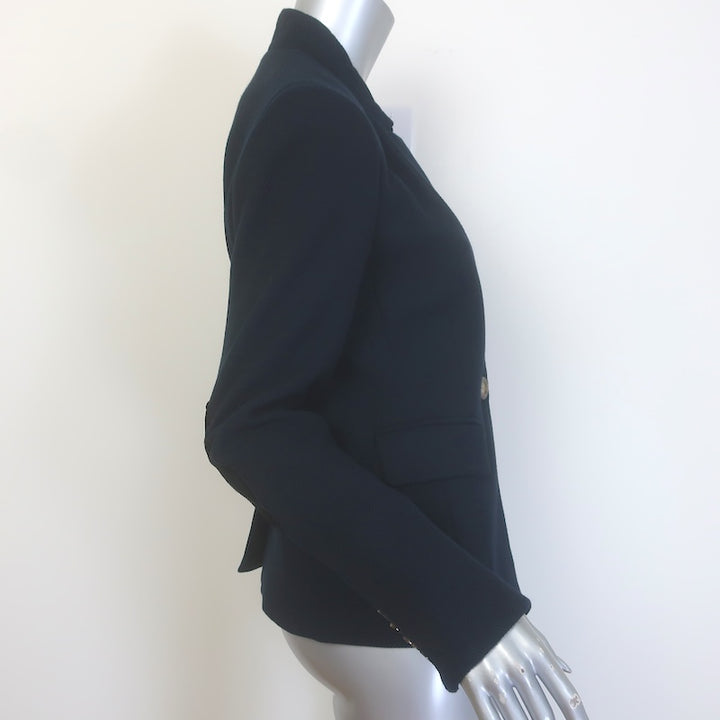 Veronica Beard Elbow Patch Dickey Blazer Navy Herringbone Size 4