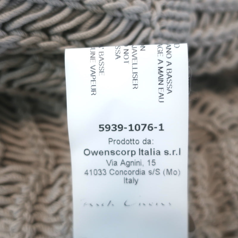 Rick Owens asymmetric draped cardigan in pearl beige, cotton-nylon blend, authentic pre-owned