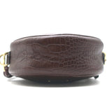 Vanessa Bruno Croc-Embossed Round Small Crossbody Bag Dark Brown Leather