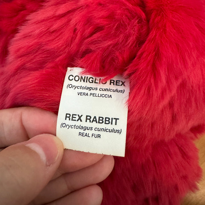 Brioni Ruffled Rabbit Fur Shawl Red