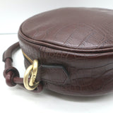 Vanessa Bruno Croc-Embossed Round Small Crossbody Bag Dark Brown Leather