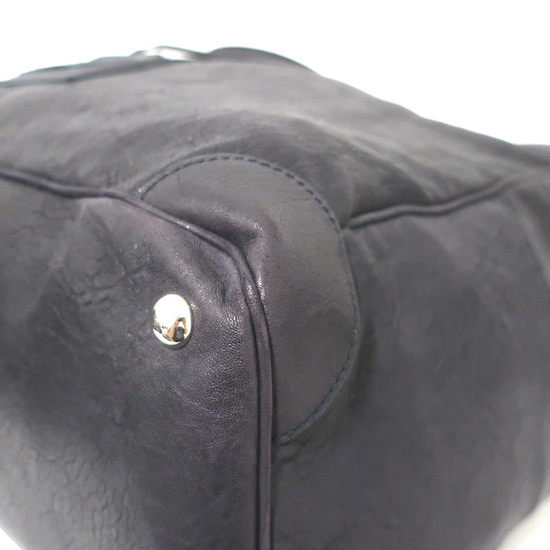 Balenciaga Top Lock Extra Large Shoulder Bag Dark Navy Leather