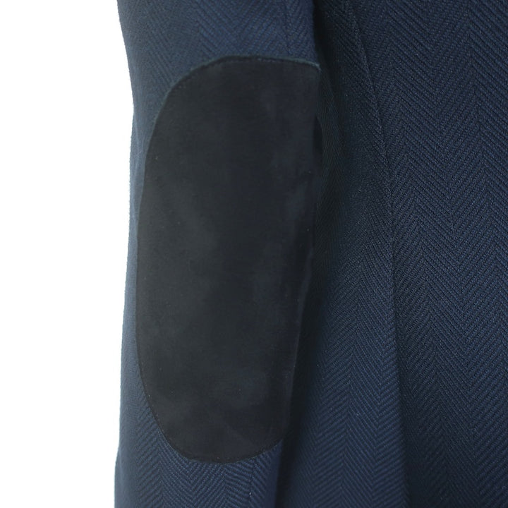 Veronica Beard Elbow Patch Dickey Blazer Navy Herringbone Size 4