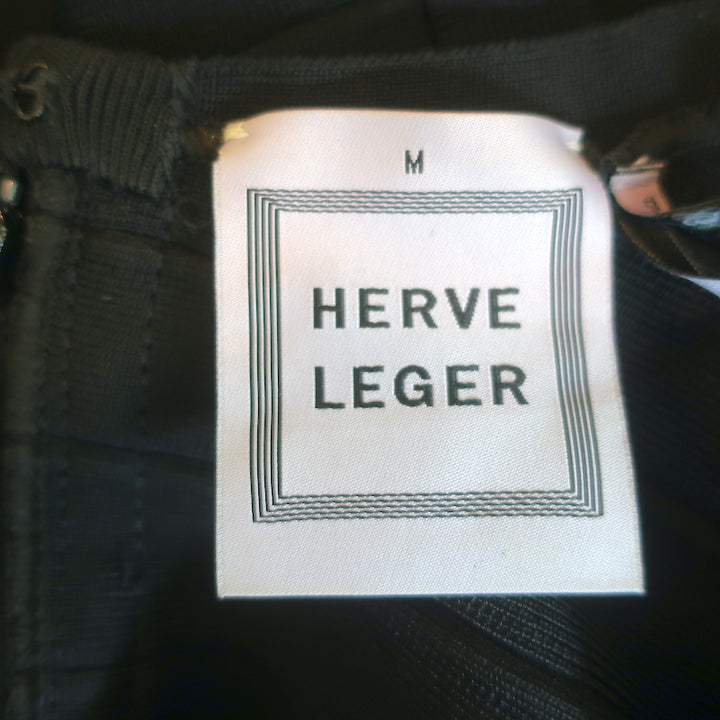 Herve Leger Cold Shoulder Bandage Mini Dress Black Size Medium