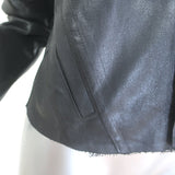 L'Agence Janelle coated denim jacket in black stretch cotton, size M — pre-owned, gently worn authentic designer piece