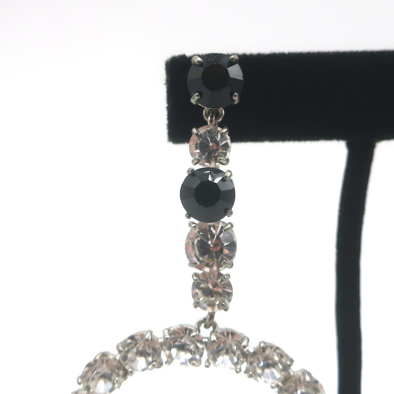 Saint Laurent Crystal Oval Smoking Clip-On Drop Earrings