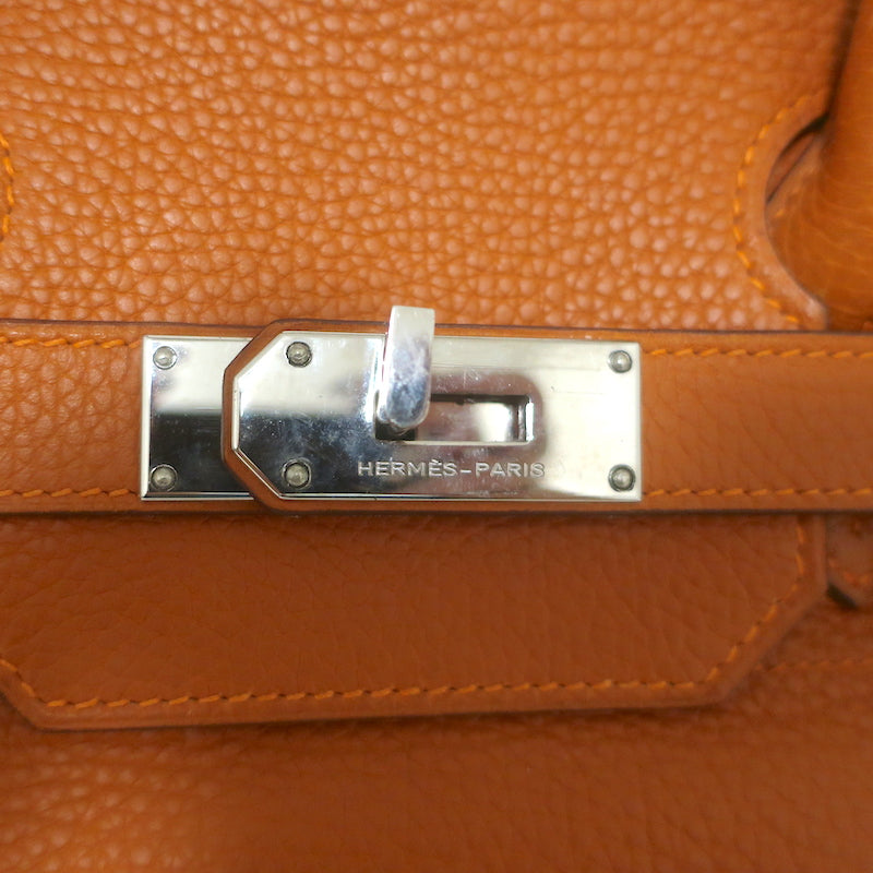 Hermes Shoulder Birkin 42 JPG Orange Clemence Leather Palladium Hardware