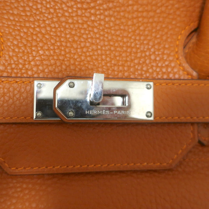 Hermes Shoulder Birkin 42 JPG Orange Clemence Leather Palladium Hardware