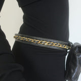 Vintage Chanel CC Turnlock Chain-Trimmed Quilted Mini Belt Bag Black Leather