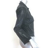 L'Agence Janelle coated denim jacket in black stretch cotton, size M, pre-owned, gently worn luxury piece