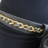 Vintage Chanel CC Turnlock Chain-Trimmed Quilted Mini Belt Bag Black Leather