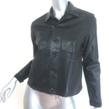L'Agence Janelle coated denim jacket, black stretch cotton, pre-owned luxury size M
