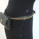 Vintage Chanel CC Turnlock Chain-Trimmed Quilted Mini Belt Bag Black Leather