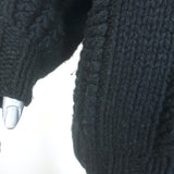 Dries Van Noten Two-Tone Cable Knit Turtleneck Sweater Black & Cream Size Small