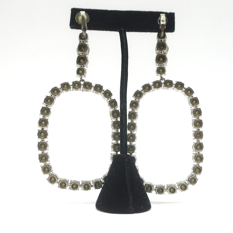 Saint Laurent Crystal Oval Smoking Clip-On Drop Earrings