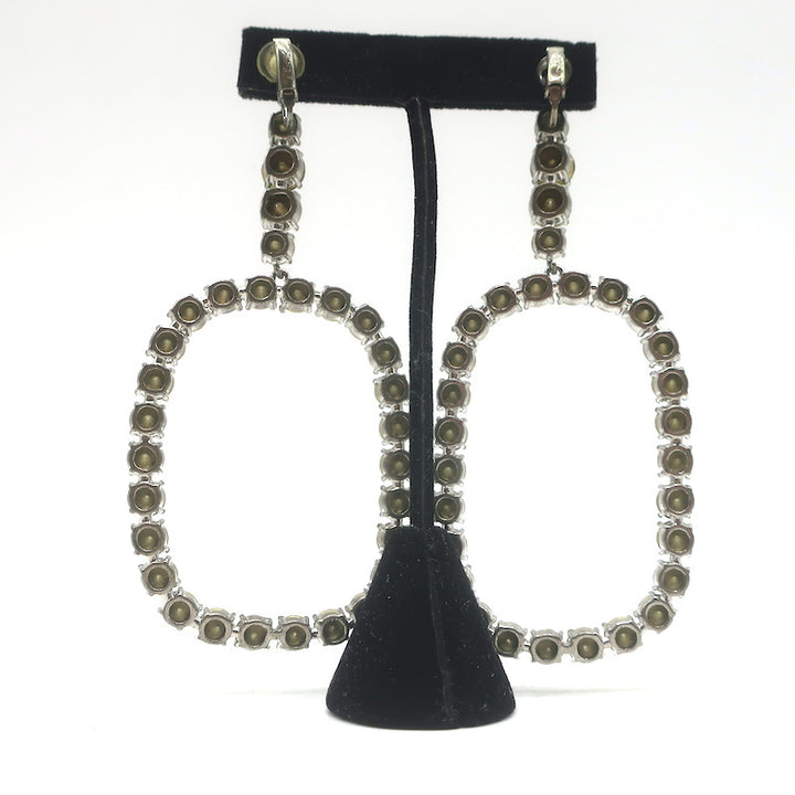 Saint Laurent Crystal Oval Smoking Clip-On Drop Earrings