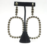 Saint Laurent Crystal Oval Smoking Clip-On Drop Earrings