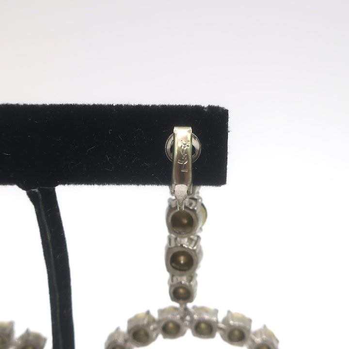Saint Laurent Crystal Oval Smoking Clip-On Drop Earrings