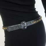 Vintage Chanel CC Turnlock Chain-Trimmed Quilted Mini Belt Bag Black Leather