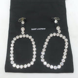 Saint Laurent Crystal Oval Smoking Clip-On Drop Earrings