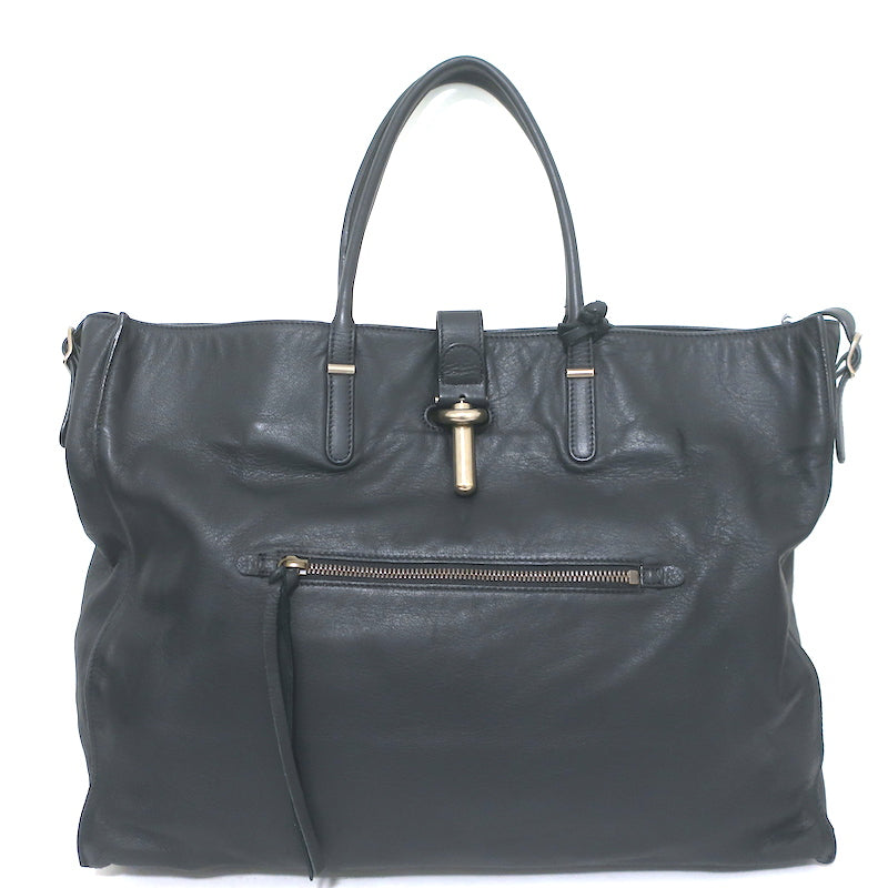 Balenciaga Tube Tote Black Leather Large Shoulder Bag