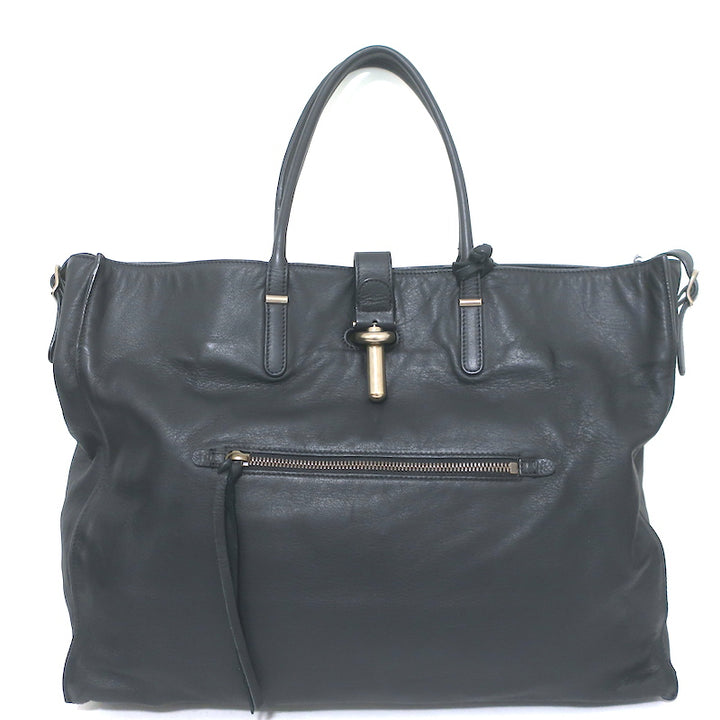 Balenciaga Tube Tote Black Leather Large Shoulder Bag