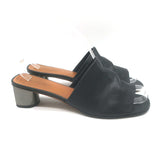 Robert Clergerie Lea Metal-Heel Mules Black Leather Size 41 Open-Toe Sandals