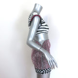 Retrofete beaded asymmetric cutout zebra-pink mini dress, authentic pre-owned luxury piece, size XS