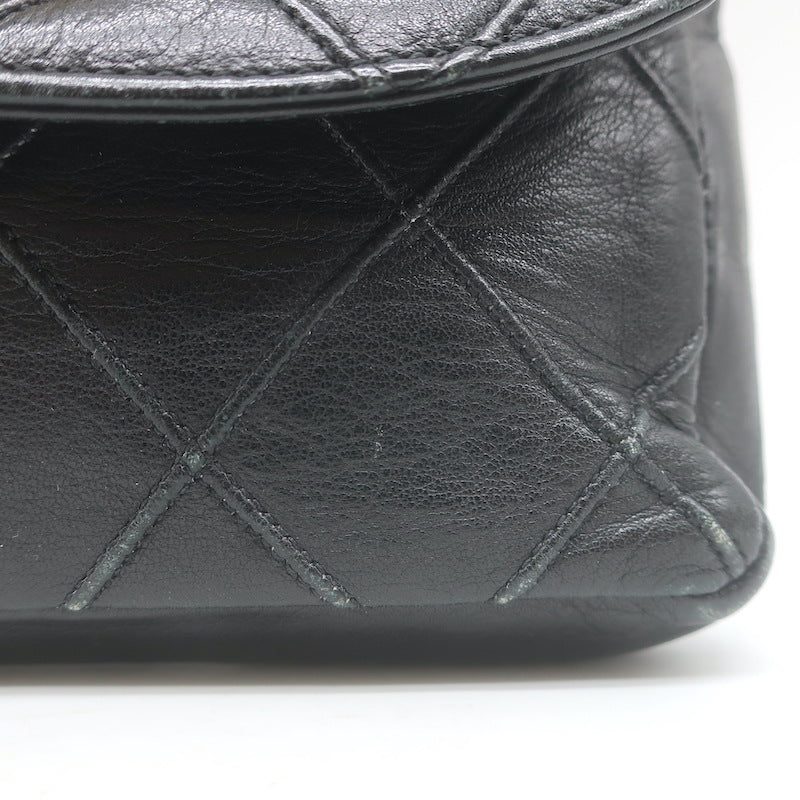 Vintage Chanel CC Turnlock Chain-Trimmed Quilted Mini Belt Bag Black Leather