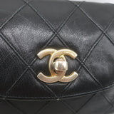 Vintage Chanel CC Turnlock Chain-Trimmed Quilted Mini Belt Bag Black Leather