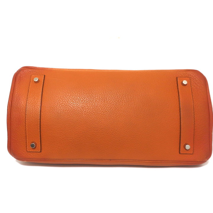 Hermes Shoulder Birkin 42 JPG Orange Clemence Leather Palladium Hardware
