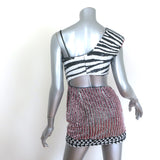 Retrofete beaded asymmetric cutout mini dress in zebra pink, size XS, authentic pre-owned luxury piece, gently worn