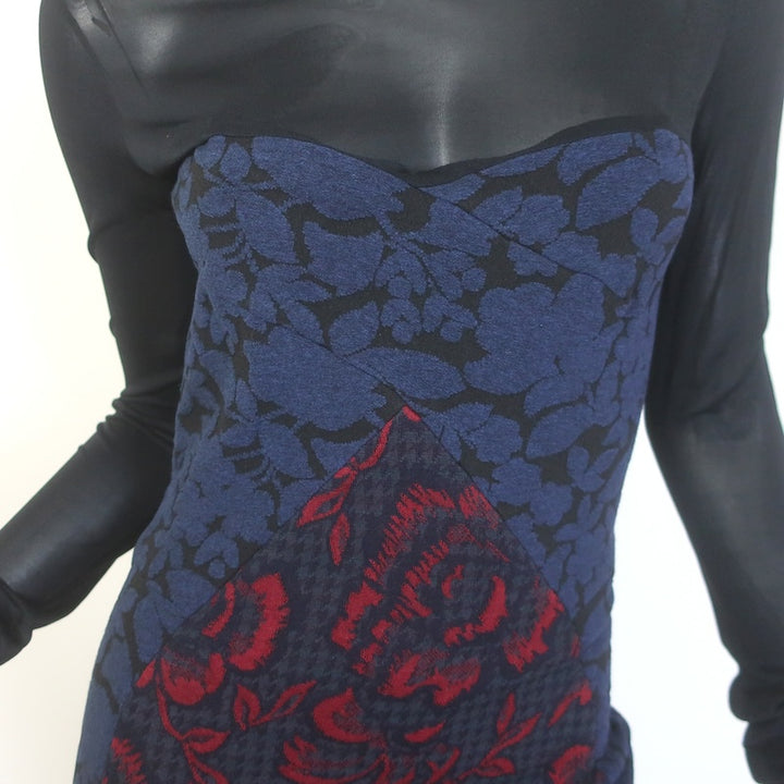 Stella McCartney Paneled Jacquard Long Sleeve Sheath Dress Black/Navy Size 42