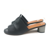 Robert Clergerie Lea Metal-Heel Mules Black Leather Size 41 Open-Toe Sandals