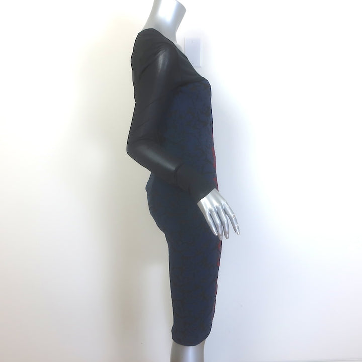 Stella McCartney Paneled Jacquard Long Sleeve Sheath Dress Black/Navy Size 42