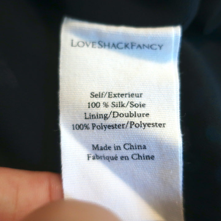 LoveShackFancy Ruffle Mini Skirt Black Floral Print Silk Size Extra Small