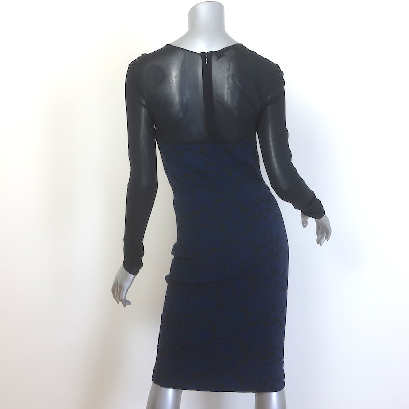 Stella McCartney Paneled Jacquard Long Sleeve Sheath Dress Black/Navy Size 42