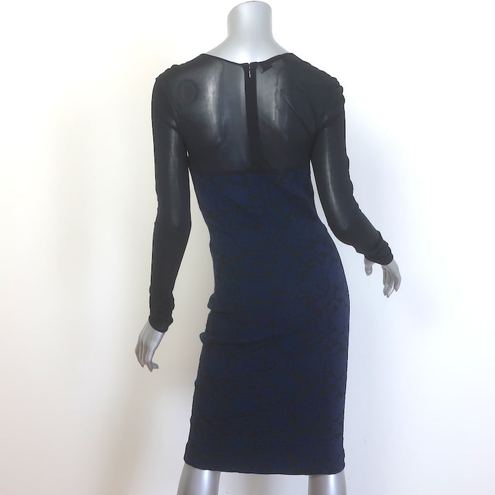 Stella McCartney Paneled Jacquard Long Sleeve Sheath Dress Black/Navy Size 42