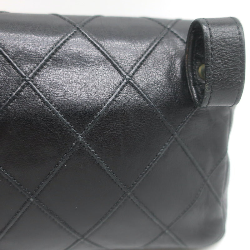Vintage Chanel CC Turnlock Chain-Trimmed Quilted Mini Belt Bag Black Leather