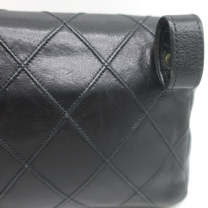 Vintage Chanel CC Turnlock Chain-Trimmed Quilted Mini Belt Bag Black Leather