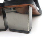 Robert Clergerie Lea Metal-Heel Mules Black Leather Size 41 Open-Toe Sandals