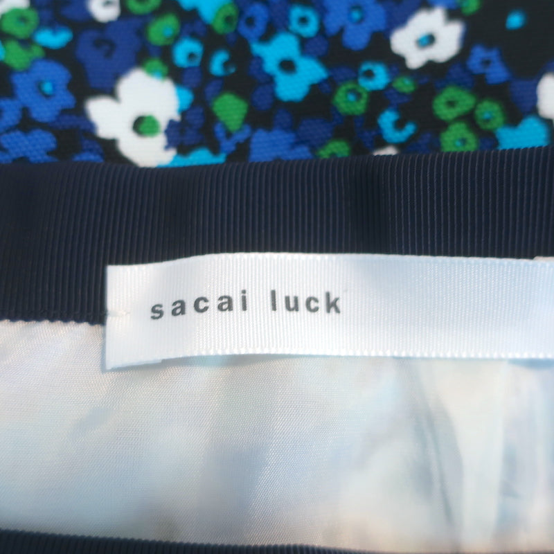 Sacai Luck Floral Print Mini Skirt Blue Cotton Size 0