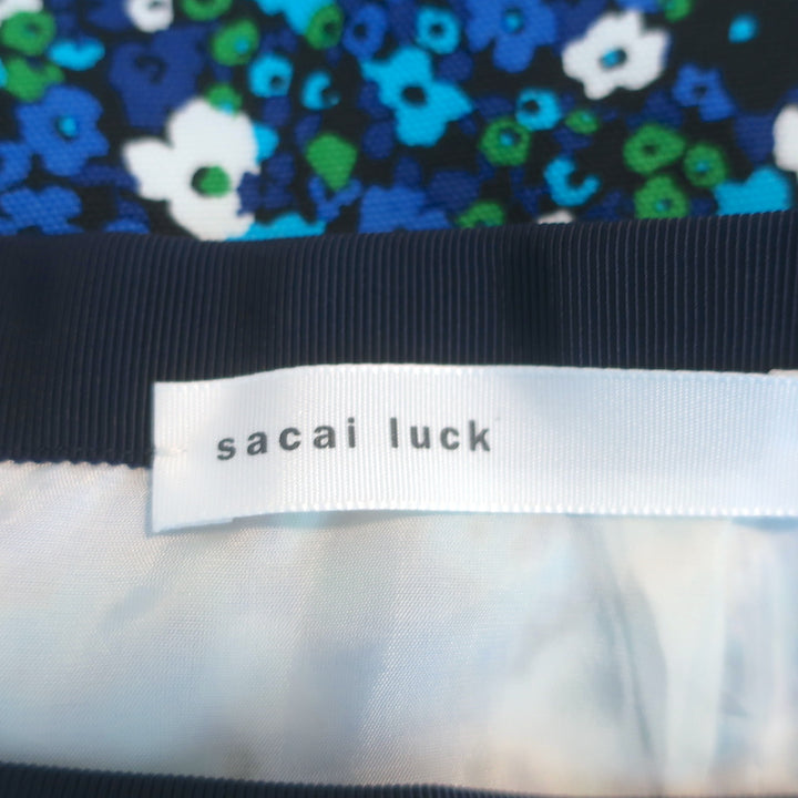 Sacai Luck Floral Print Mini Skirt Blue Cotton Size 0