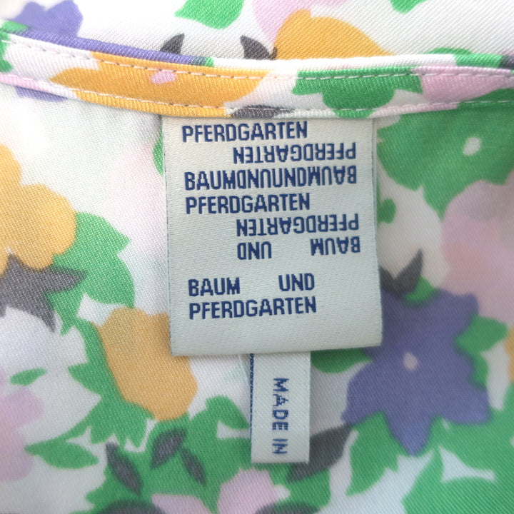 Baum und Pferdgarten ruched floral stretch-silk dress, multicolor, size 36 — pre-owned luxury, gently worn.