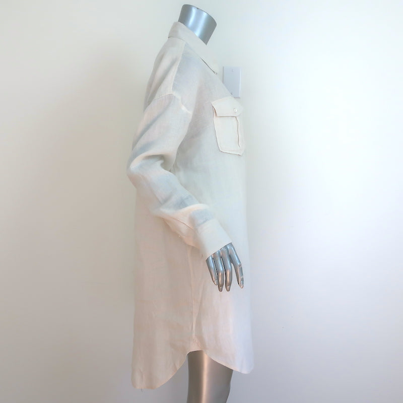 james perse white linen shirt dress James Perse Stretch Linen Shirt Dress | White | Size 4